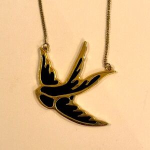 Black enamel bird necklace **AS IS**